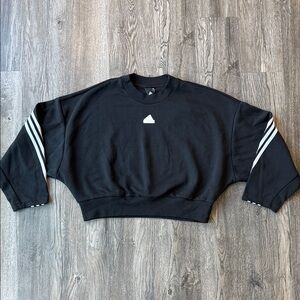 Adidas Sweatshirt Black Future Icons 3-Stripes Cotton Blend Sweatshirt Large